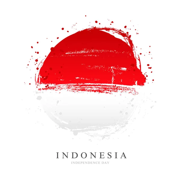 Bandera de Indonesia en forma de círculo grande . — Vector de stock