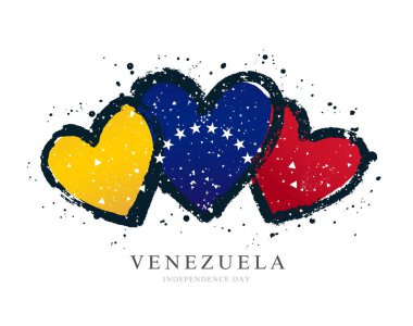 Venezuelan flag in the form of three hearts clipart