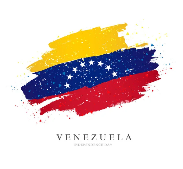 Flag of Venezuela. Brush strokes drawn by hand. Independence Day — Stock Vector