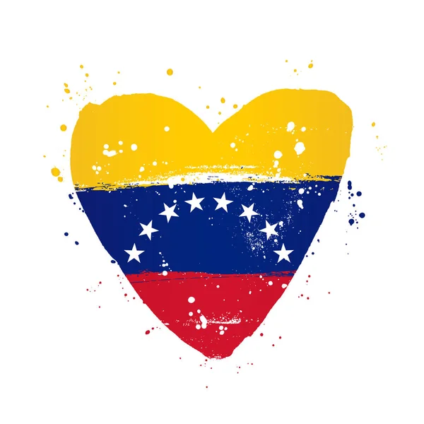 Drapeau vénézuélien en forme de grand cœur . — Image vectorielle
