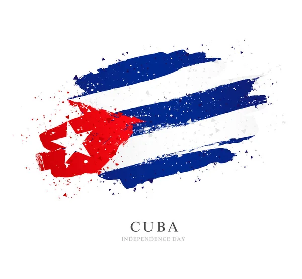 Bandera de Cuba. Pinceladas dibujadas a mano. Día de la Independencia . — Archivo Imágenes Vectoriales