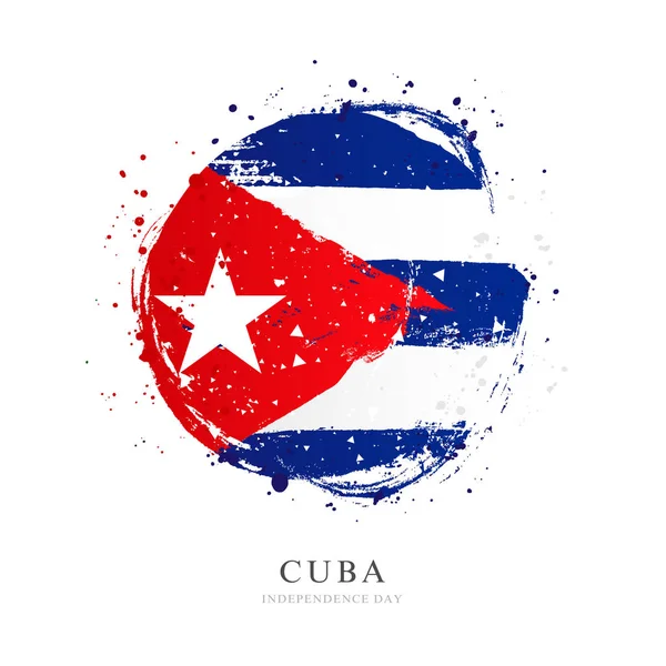 Bandeira cubana na forma de um grande círculo . — Vetor de Stock