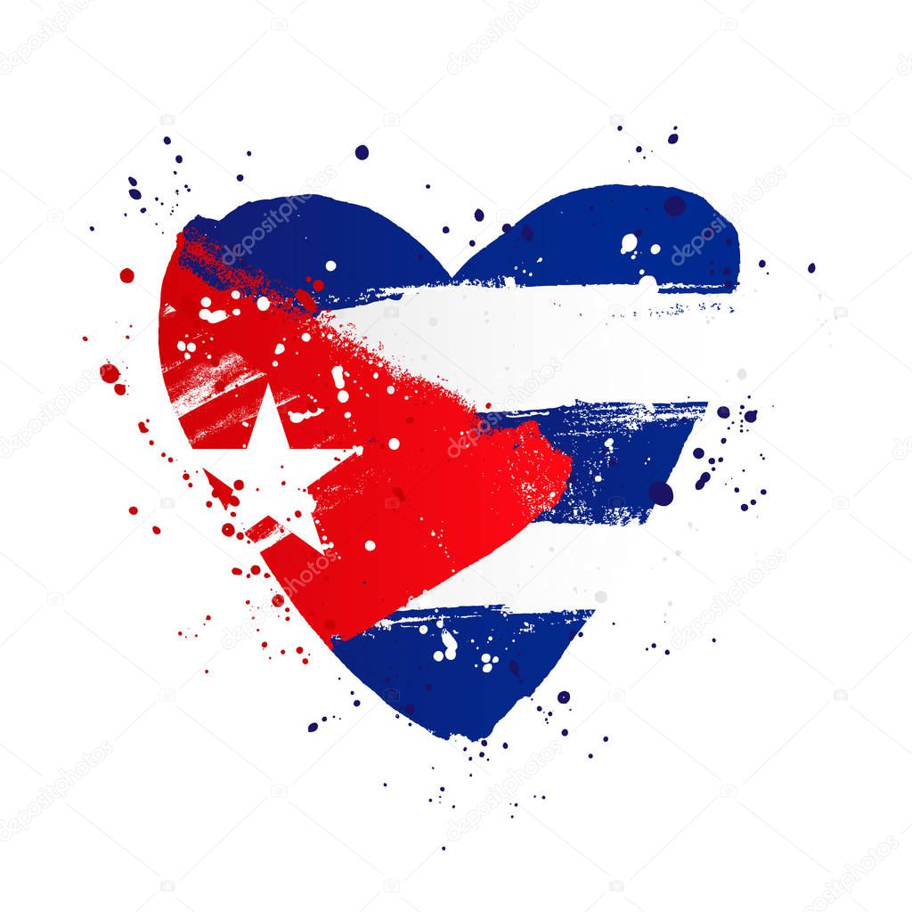 Cuban flag in the form of a big heart. 