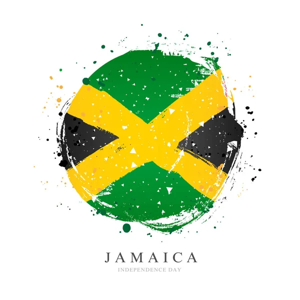 Bandeira jamaicana na forma de um grande círculo . — Vetor de Stock
