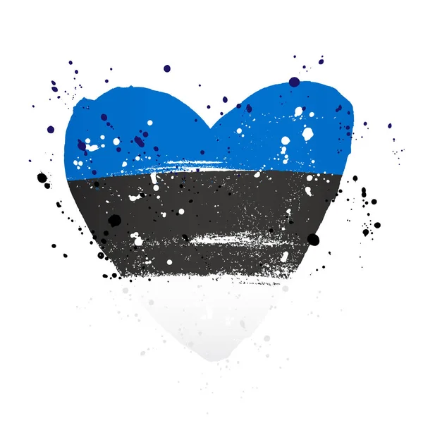 Bandera de Estonia en forma de corazón grande . — Vector de stock