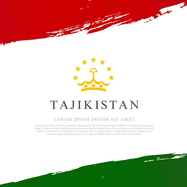 タジキスタンの国旗。手で描かれたブラシストローク。インディペンデンス・ダ — ストックベクタ