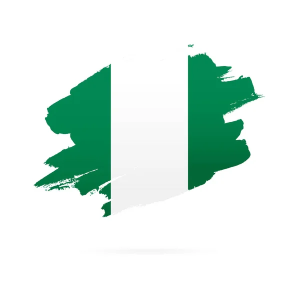 Nigeriansk flagga. Vektor illustration på vit bakgrund. Brush St — Stock vektor