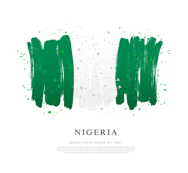 Flagge Nigerias. Pinselstriche von Hand gezeichnet. — Stockvektor