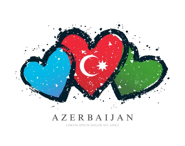 Azerbajdzjanska flaggan i form av tre hjärtan. — Stock vektor