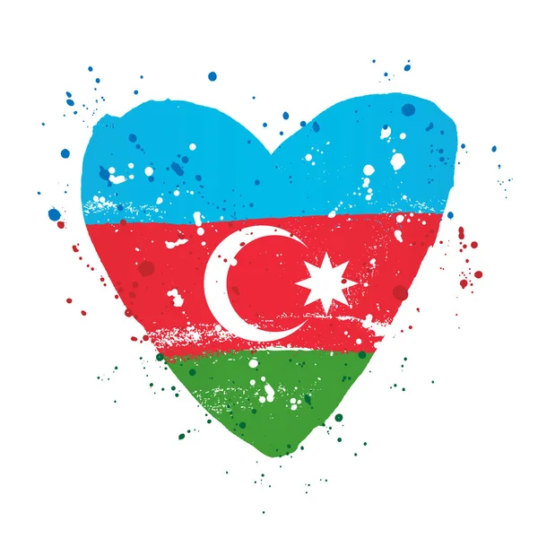 Ázerbájdžánská vlajka ve formě velkého srdce. — Stockový vektor