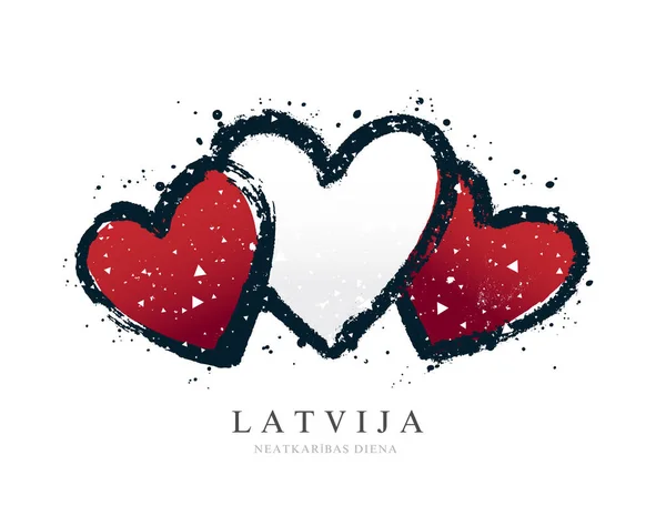 Üç kalp şeklinde Leton bayrağı. — Stok Vektör