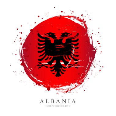 Büyük bir daire şeklinde Arnavut bayrağı. 