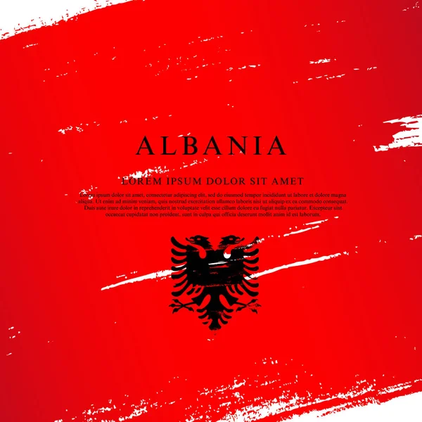 Flag of Albania. Brush strokes drawn by hand. Independence Day. — Stock Vector
