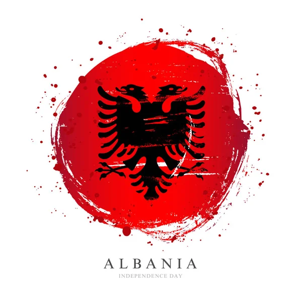 Albanian flag in the form of a large circle. — Stock Vector