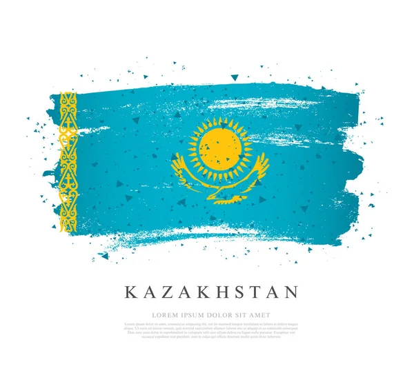 Kazahsztán zászlaja. Kézzel rajzolt ecsetvonások. — Stock Vector