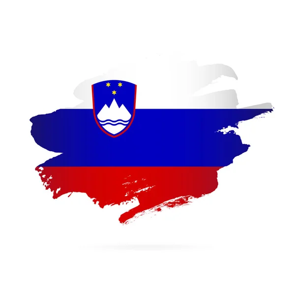 Slovenian flag. Vector illustration on white background. Brush s — Stock Vector