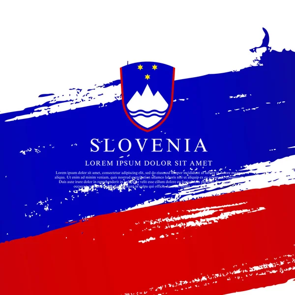 Bandeira da Eslovénia. Pinceladas desenhadas à mão. Dia da independência — Vetor de Stock