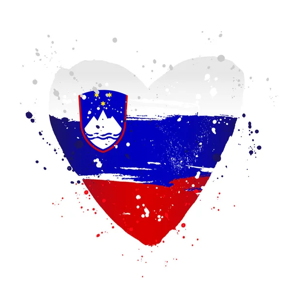 Bandera de Eslovenia en forma de corazón grande . — Archivo Imágenes Vectoriales
