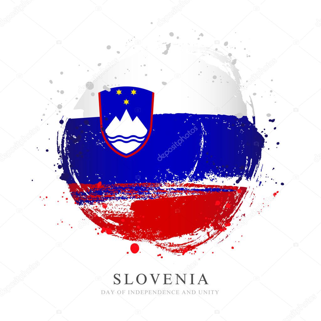 Slovenian flag in the form of a large circle. 