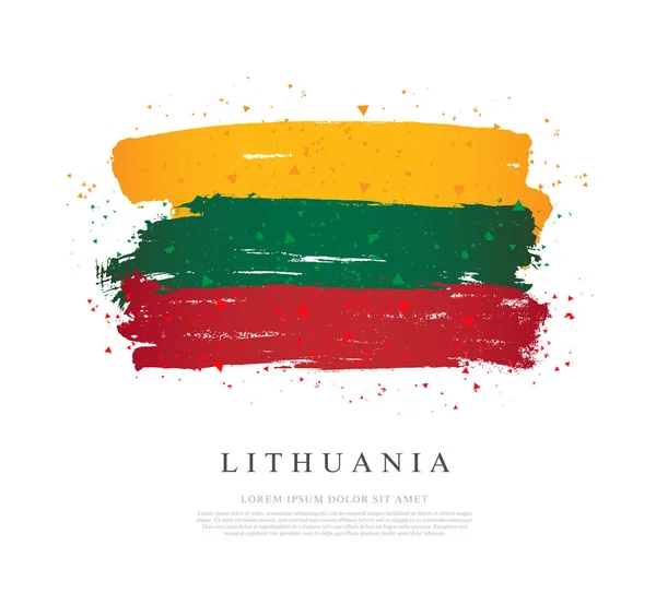 Bandera de Lituania. Pinceladas dibujadas a mano. Independencia Res — Archivo Imágenes Vectoriales