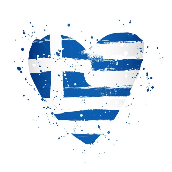 Steagul grecesc sub forma unei inimi mari . — Vector de stoc