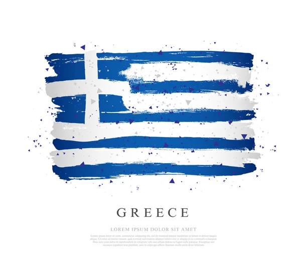 Flag of Greece. Brush strokes drawn by hand. — Stock Vector