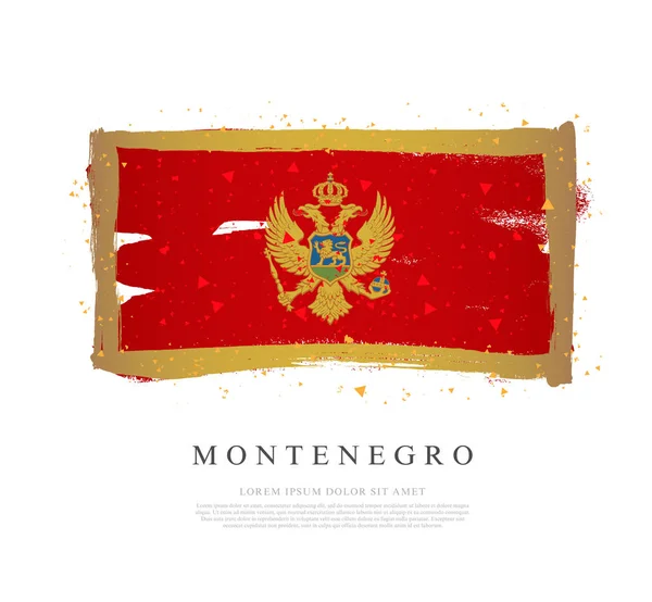 Flag of Montenegro. Brush strokes drawn by hand. Independence Da — Stock Vector