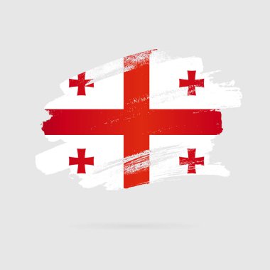 Gürcü bayrağı. Gri arka planda vektör çizimi.