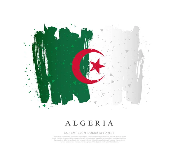 Flagge von Algerien. Pinselstriche werden von Hand gezeichnet. Unabhängigkeit — Stockvektor