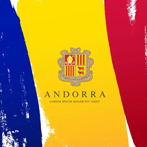 Σημαία της Ανδόρας. Οι πινελιές σχεδιάζονται με το χέρι. Ανεξαρτησία δ — Διανυσματικό Αρχείο