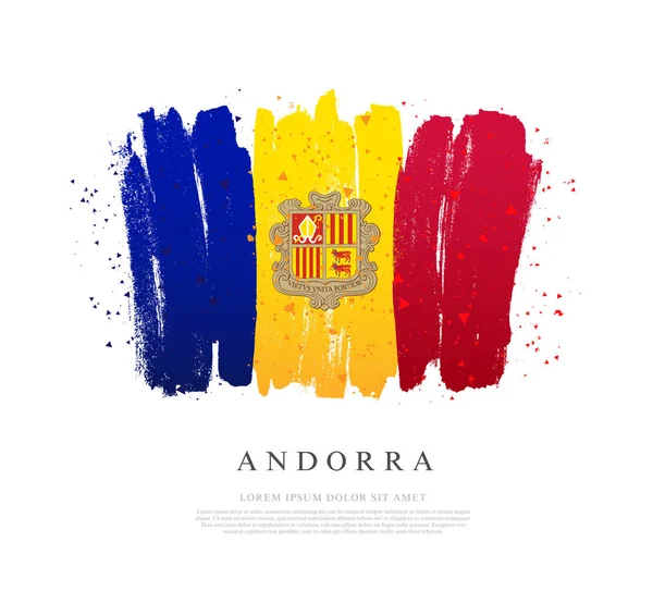 Andorra bayrağı. Fırça darbeleri elle çizilir. — Stok Vektör