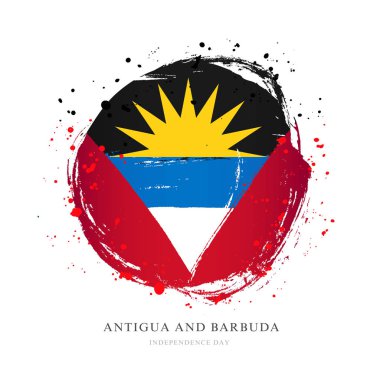 Büyük bir daire şeklinde Antigua ve Barbuda bayrağı. 
