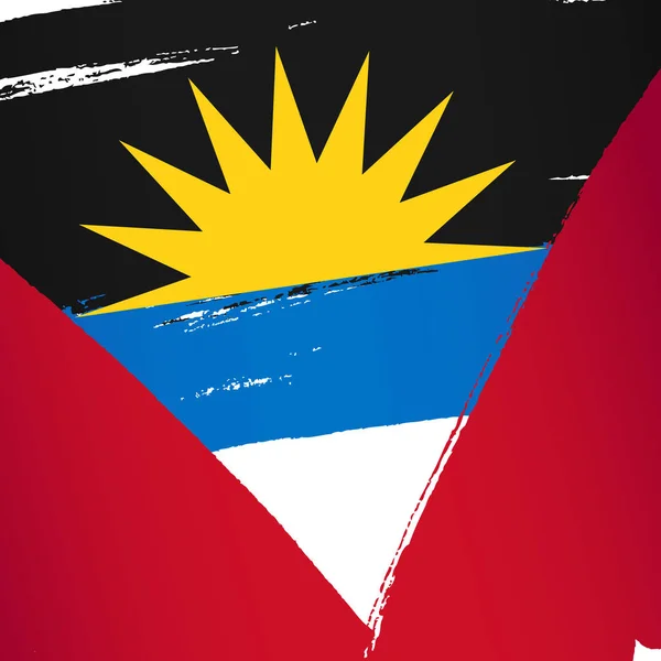 Antigua és Barbuda zászlaja. Ecsetvonásokat kézzel rajzolnak. — Stock Vector