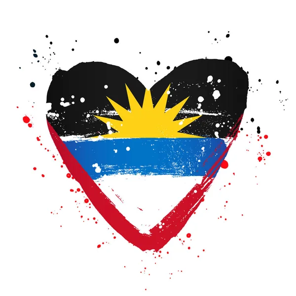 Antigua és Barbuda zászlaja nagy szív alakban. — Stock Vector