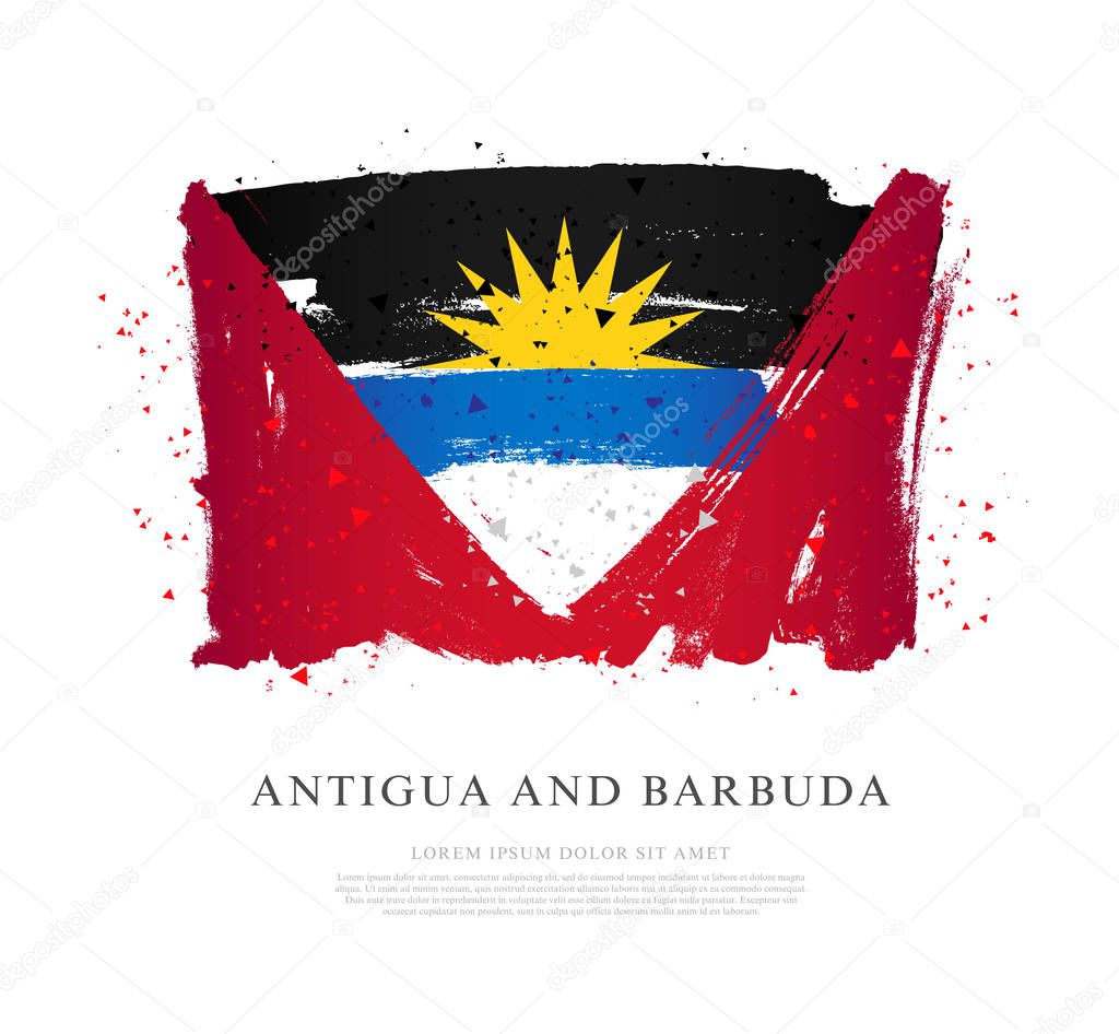 Flag of Antigua and Barbuda. Brush strokes