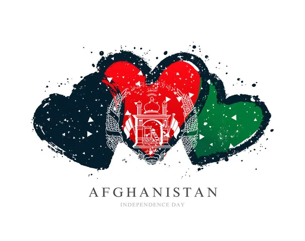 Afghánská vlajka ve tvaru tří srdcí. — Stockový vektor