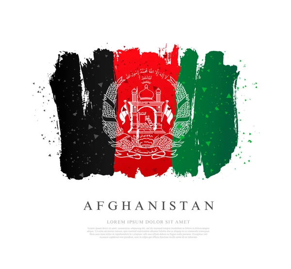 Afghánská vlajka. Tahy štětce jsou kresleny rukou. Nezávislí — Stockový vektor