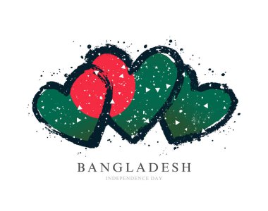 Üç kalp şeklinde Bangladeş bayrağı. 