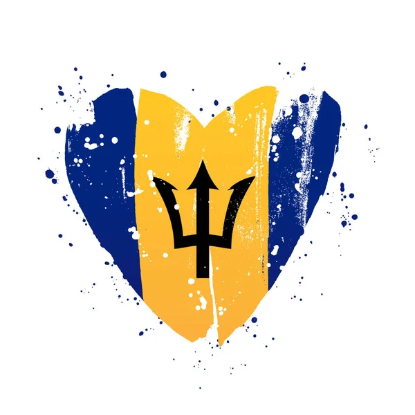 Flag of Barbados in the form of a big heart. — Stock Vector