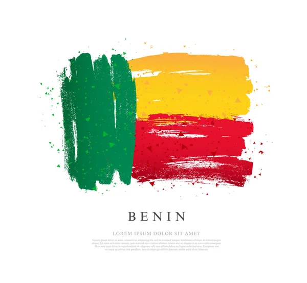 Прапор Беніну. Мазки пензля малюються вручну. Незалежність ВМГО ДА — стоковий вектор