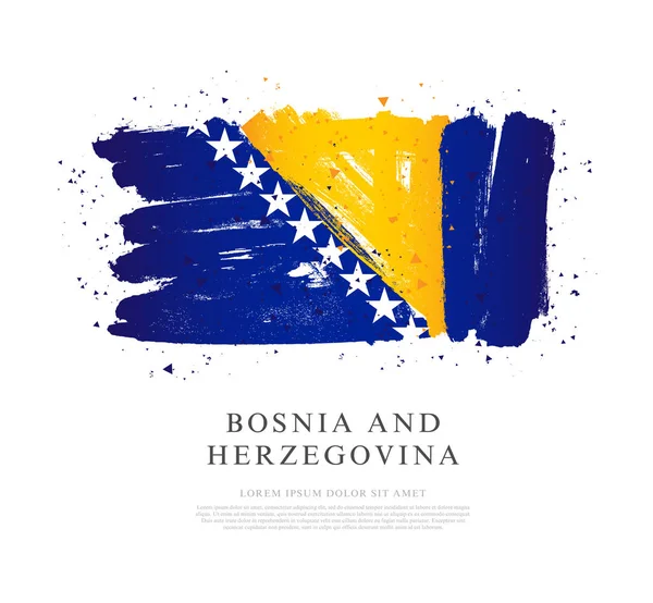 Bosznia-Hercegovina zászlaja Ecsetvonásokat kézzel rajzolnak. — Stock Vector