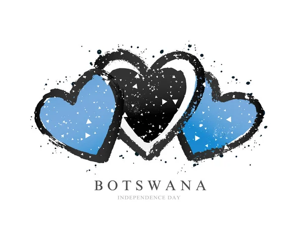 Botsvana bayrağı üç kalp şeklinde. — Stok Vektör