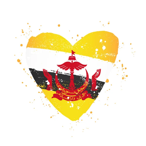 Brunei vlag in de vorm van een groot hart. — Stockvector