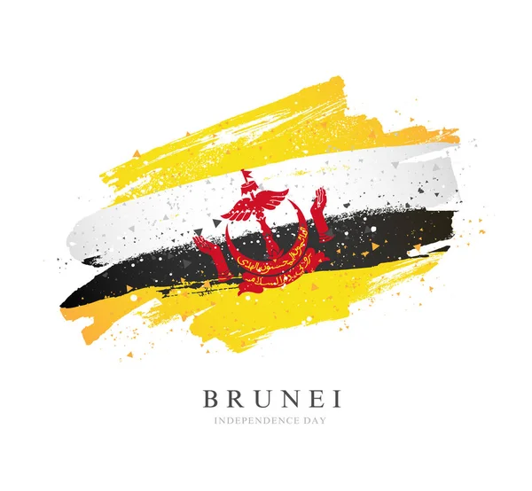 ブルネイの旗。白い背景のベクトルイラストレーション. — ストックベクタ