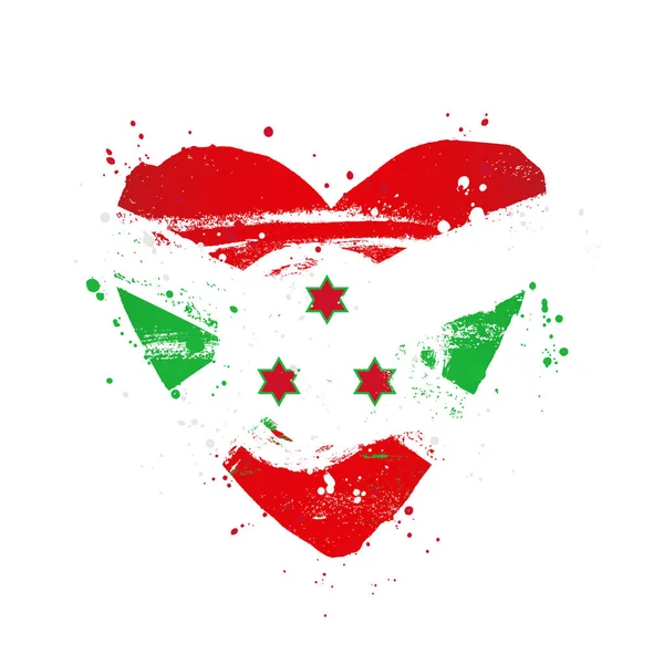 Bandeira do Burundi na forma de um grande coração . — Vetor de Stock