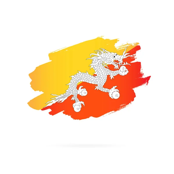 Bandeira do Butão. Ilustração vetorial. Pinceladas — Vetor de Stock