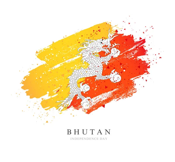 Flagge von Bhutan. Vektor-Illustration auf weißem Hintergrund. — Stockvektor