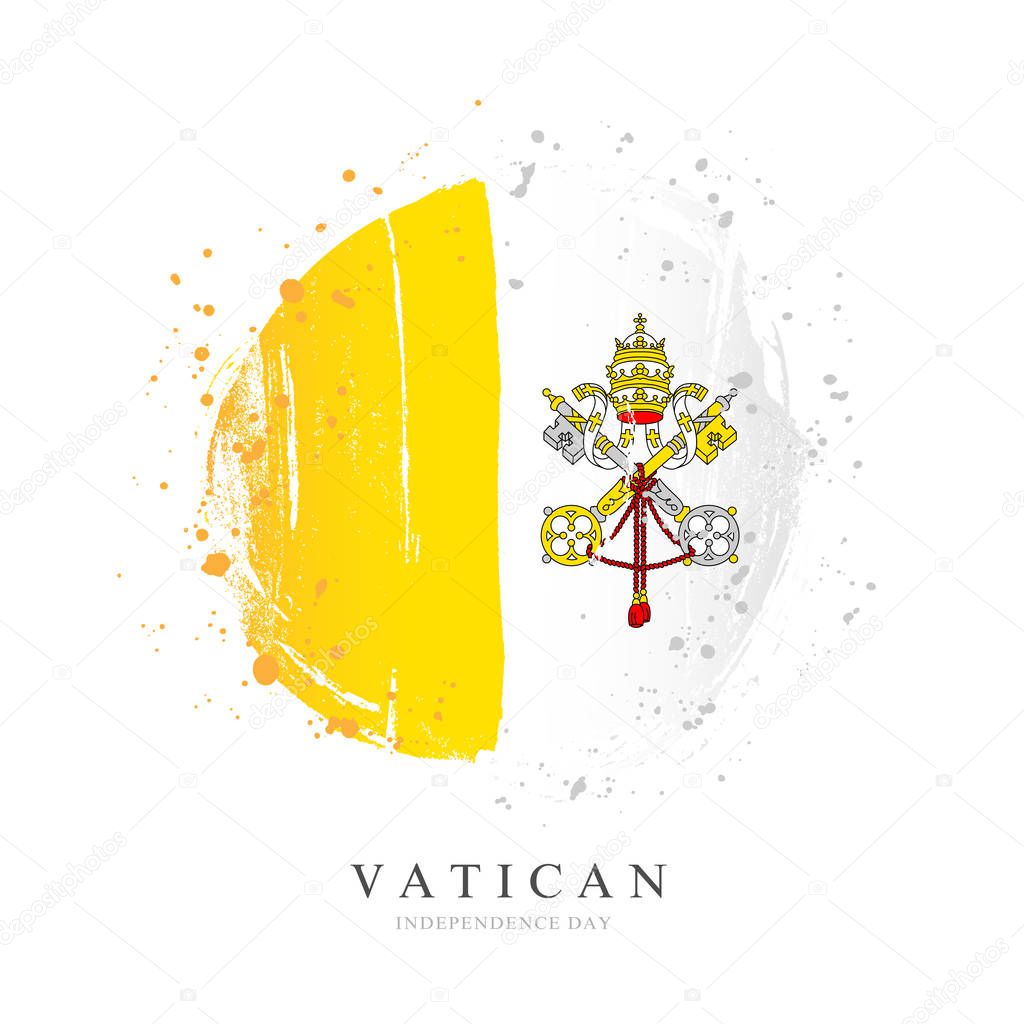 Vatican flag in the shape of a big circle. 