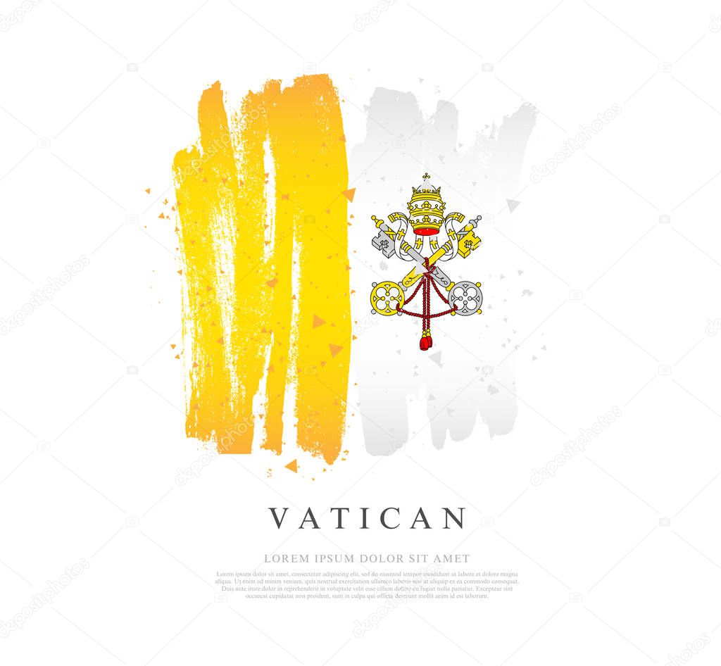 Flag of the Vatican. Brush strokes. Independence Day.