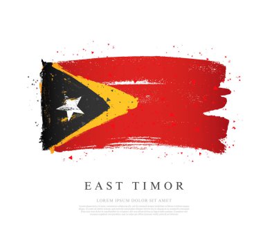 Doğu Timor bayrağı. Fırça darbeleri elle çizilir. Bağımlılık